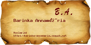 Barinka Annamária névjegykártya